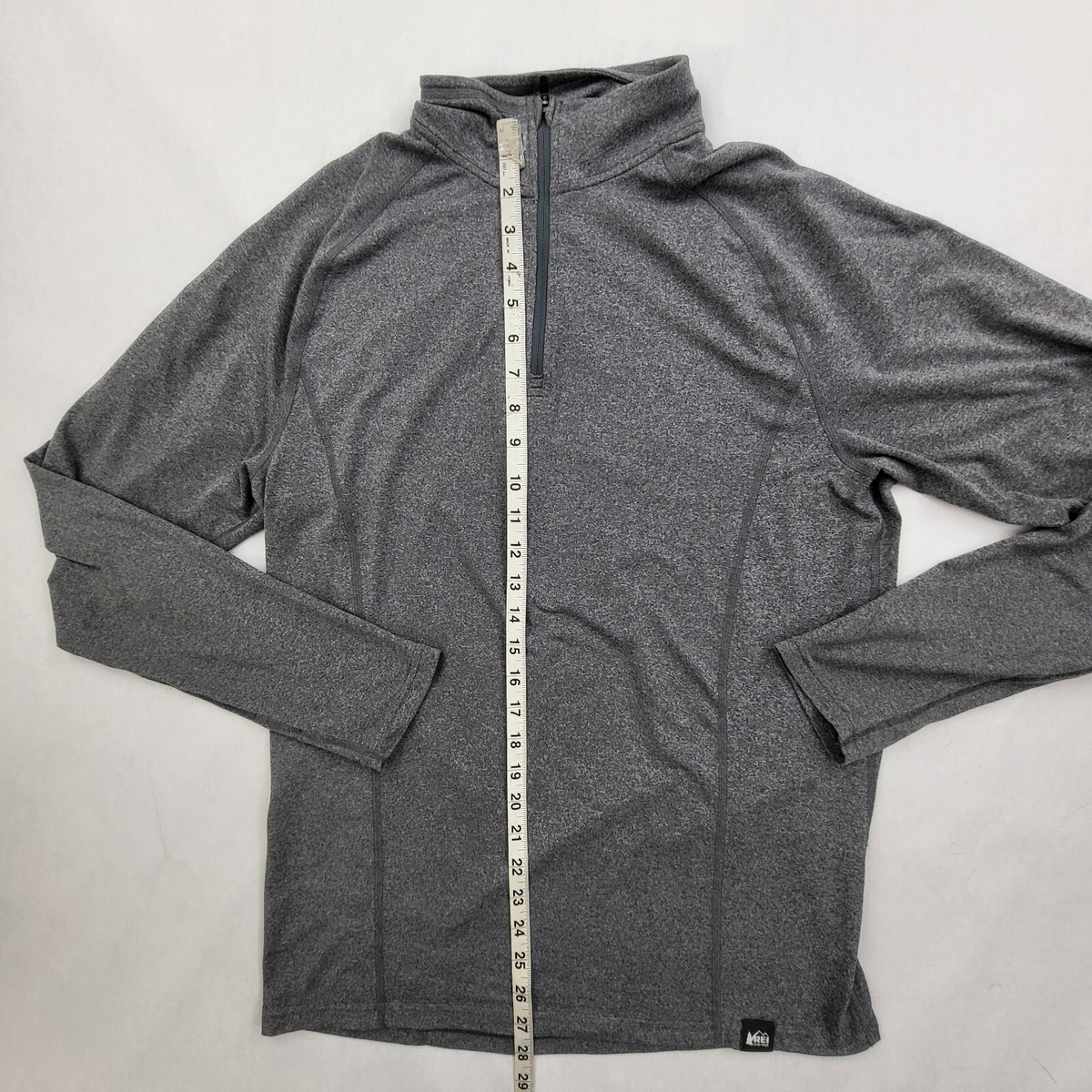 Chemise Pull REI Homme - Gris - Taille M - 1/4 Zip - Manches Longues - Randonnée
