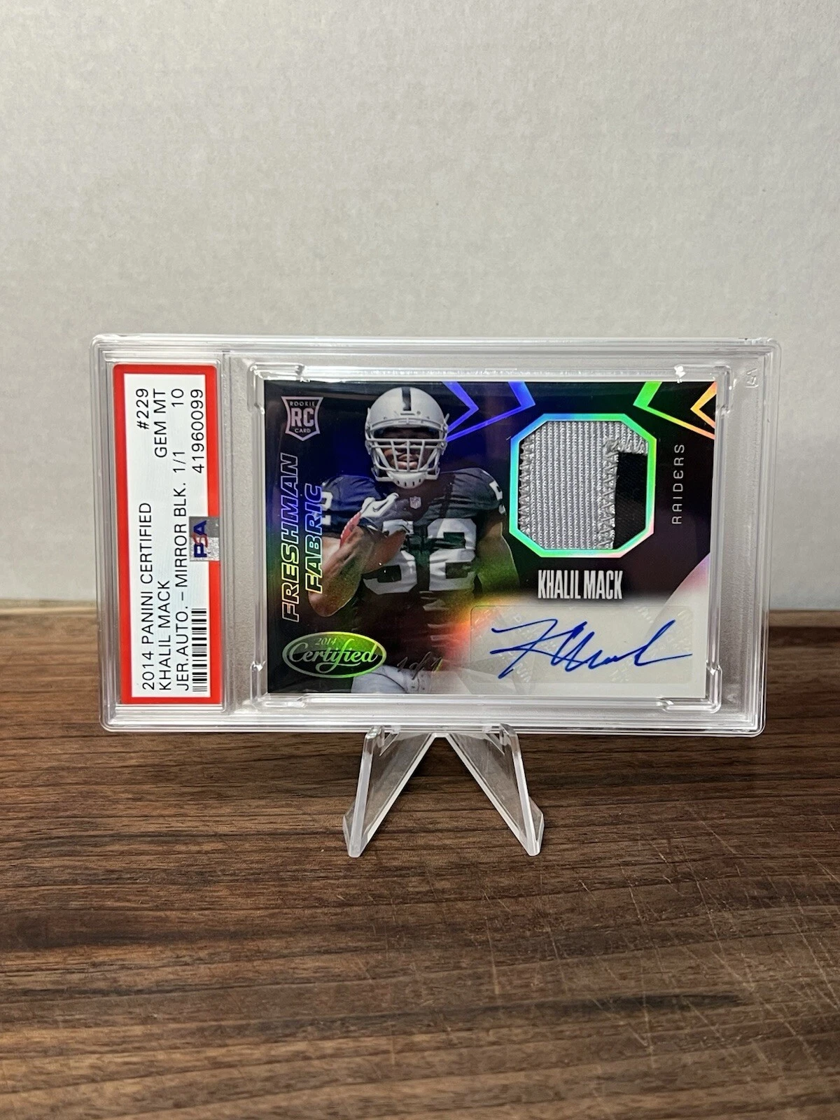 Khalil Mack Panini Certified #229 Jersey Autograph-Mirror Black 1/1
