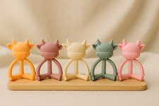 Sensory Baby farm toy, Baby Teething, chewing Toy cow, FDA silicone, BPA free