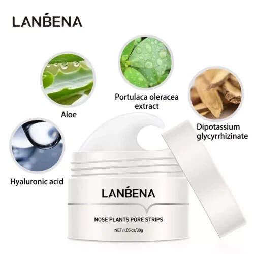 LANBENA Blackhead Remover Cream Kit Peel Off Mask for Nose Face 60Pcs Pore Strip - Picture 3 of 12