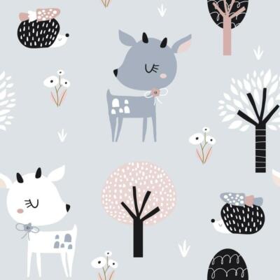 Marburg Tapete 45831 Kids Walls hellblau bunt Reh Igel Kitz Vlies Vliestapete