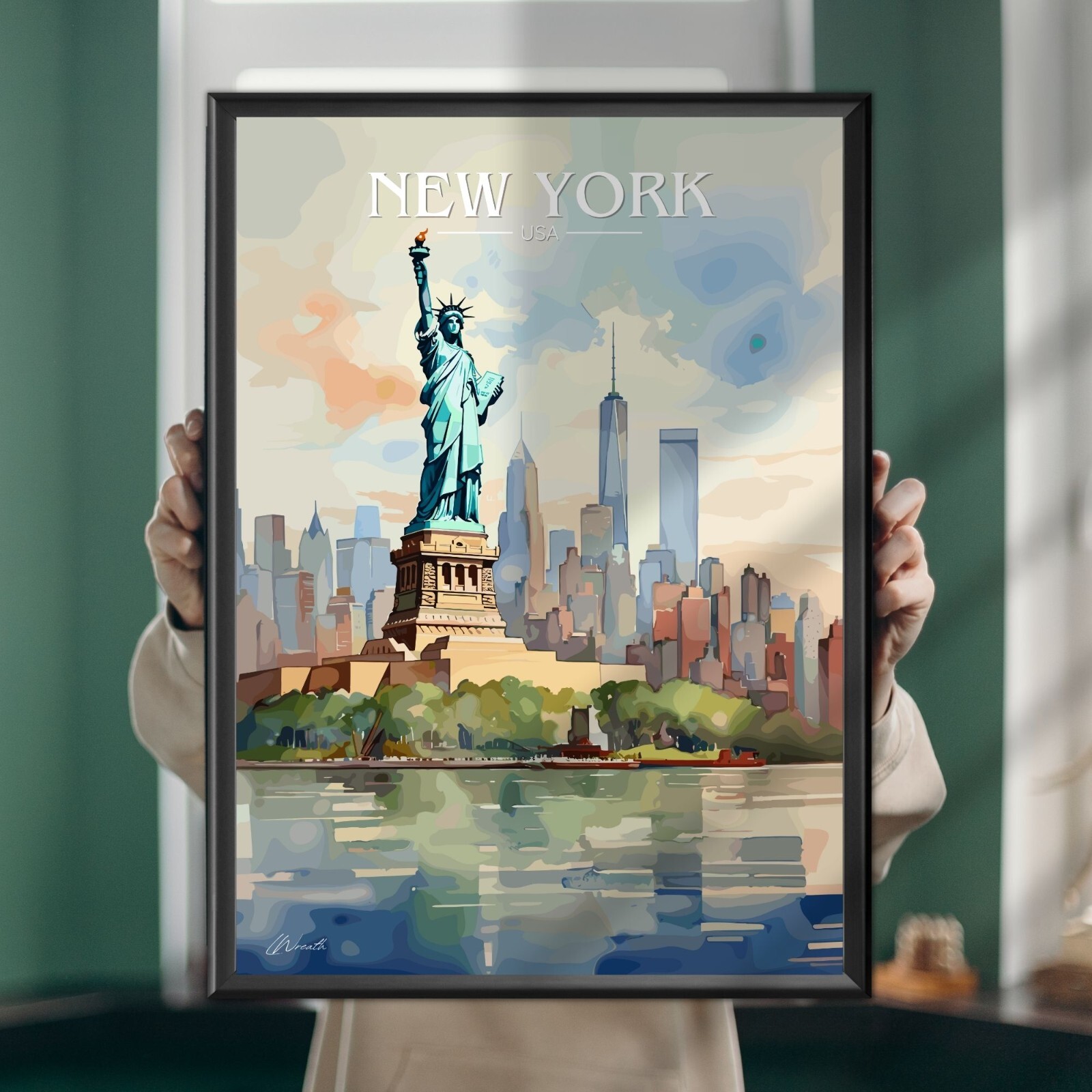 Nueva York, impresión, arte de pared, póster de viaje vintage de Estados Unidos, ciudad de Nueva York