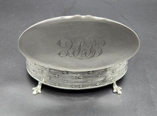 Antique Victorian Sterling Silver Footed Jewelry Box/UK/Jones & Crompton/1908 - Picture 6 of 14