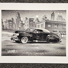Signed Numbered LE Keith WEESNER Gilcee Print vtg 1941 FORD Convertible Chop Top