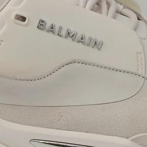 Balmain Men's White Leather & Suede B-Bold Low-Top Sneakers - EU44/US11 - Picture 10 of 16