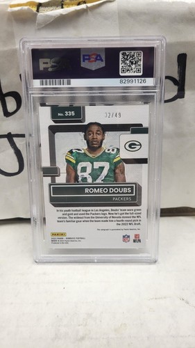 2022 ROMEO DOUBS PORTRAIT AUTOGRAPH #32/49 DONRUSS PACKERS PSA 10 GEM MINT #335 - Picture 4 of 4