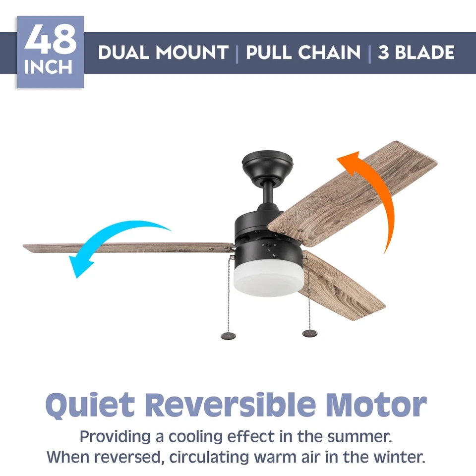 Prominence Home Reston, 48 Inch Modern Farmhouse LED Ceiling Fan with Light, ... - Image 4 of 4