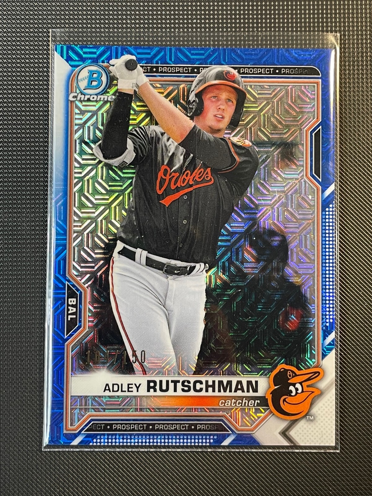 Adley Rutschman 2021 Bowman Chrome Prospects Blue Mojo Refractor #BCP-121 #/150