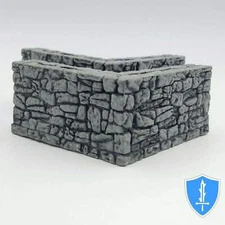 Stone Outside Corner Wall x2 - WizKids WarLock Tiles D&D Dungeon 1" Tall