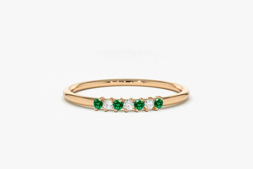 Damen Smaragd & Diamant Brillanten Gesamt 0,11ct VS Ring Kombination Emerald - Bild 4 von 4