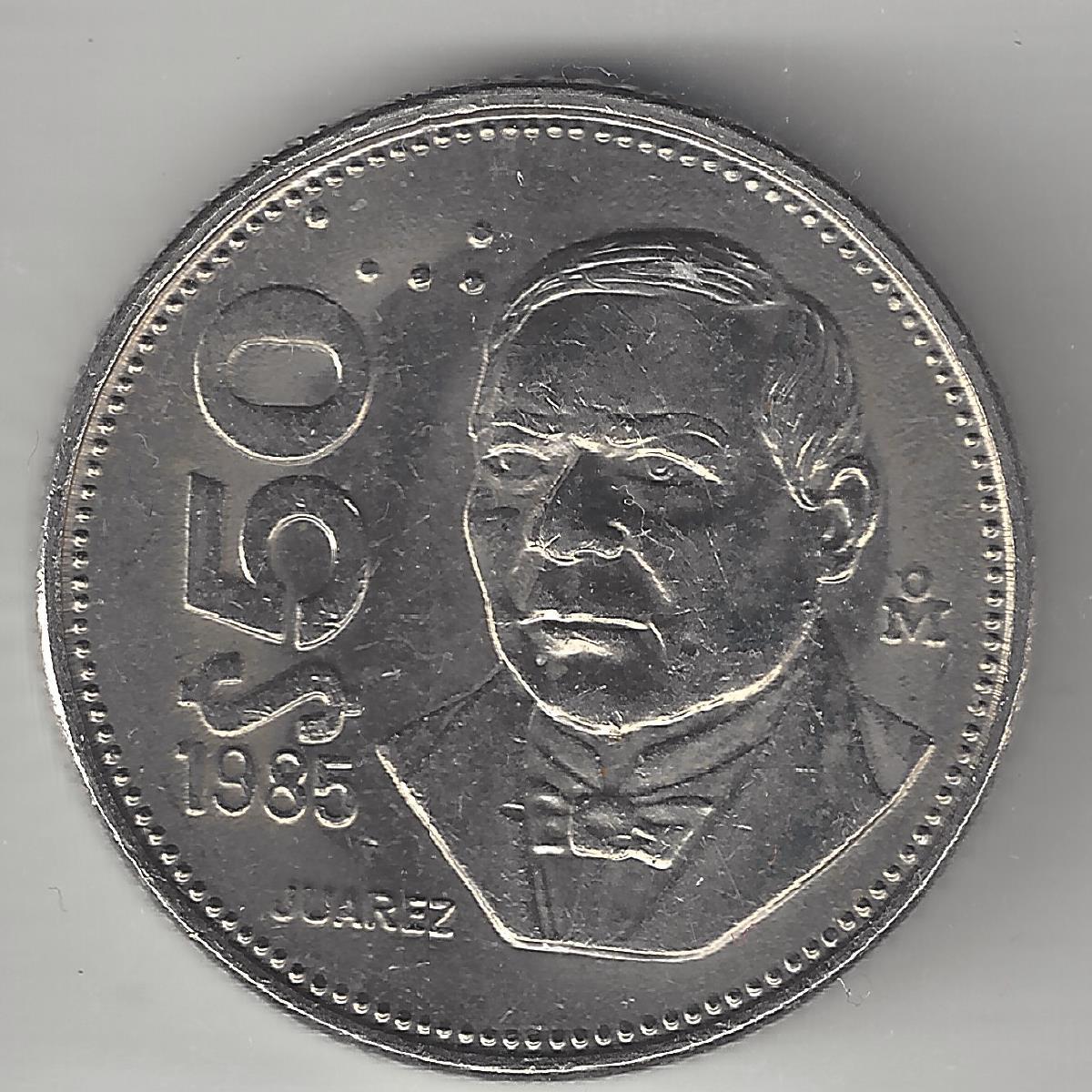 MEXICO, 1986, 50 PESOS, COPPER NICKEL, KM#495, UNCIRCULATED ( 03