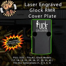 F- Gun Control - Laser Engraved RMR Cover Plate for Glock 19 17 23