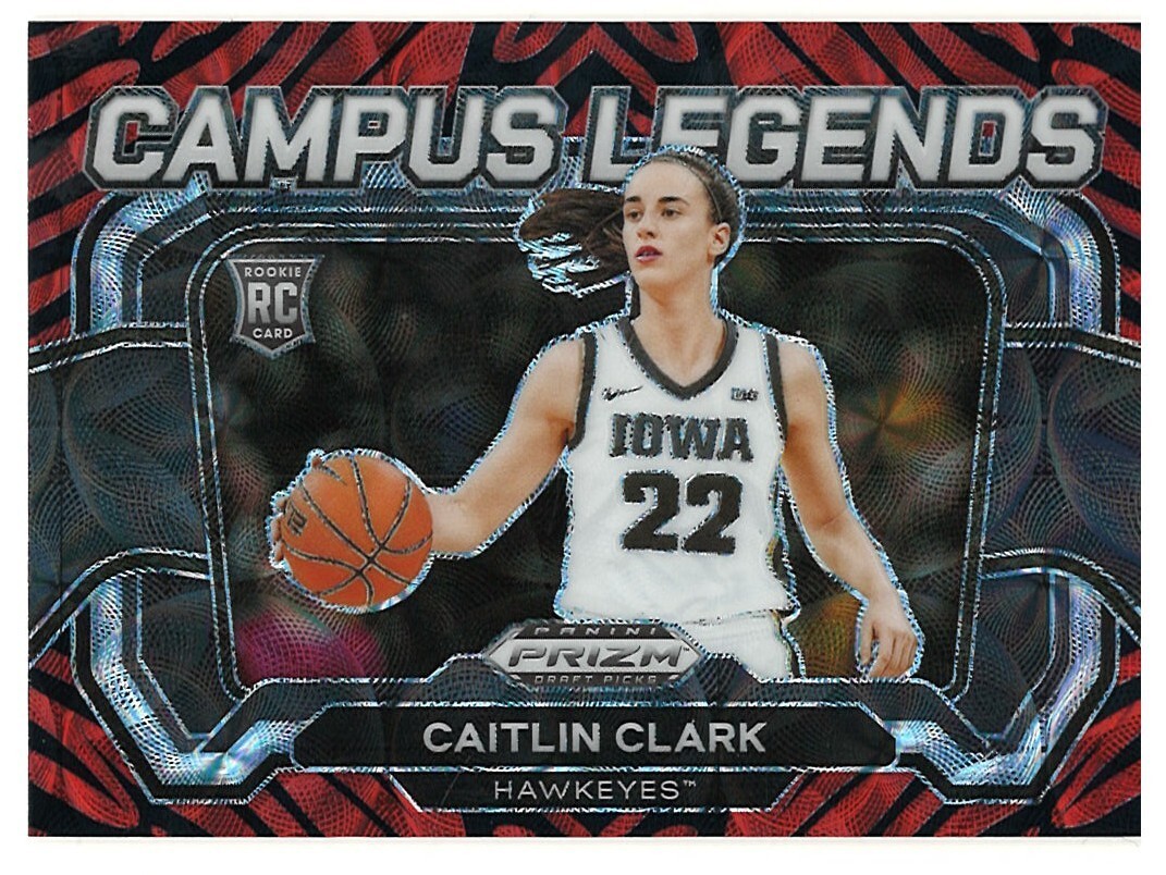 CAITLIN CLARK 2024 Panini Prizm Draft Rookie Campus Legends TIGER STRIPE #5 SSP