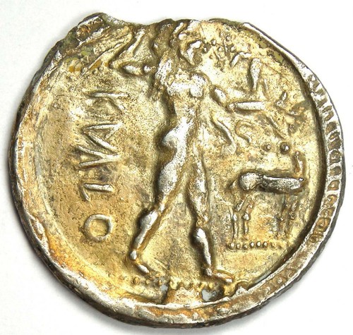 Bruttium Caulonia AR Apollo Silver Stater Coin 400 BC - NGC XF with Edge Chip - 第 7/8 張圖片