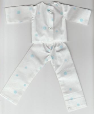 Doll Clothes-Pale Blue Dots Print Pajamas fit Barbee/11 1/2 inch-Homemade BP4