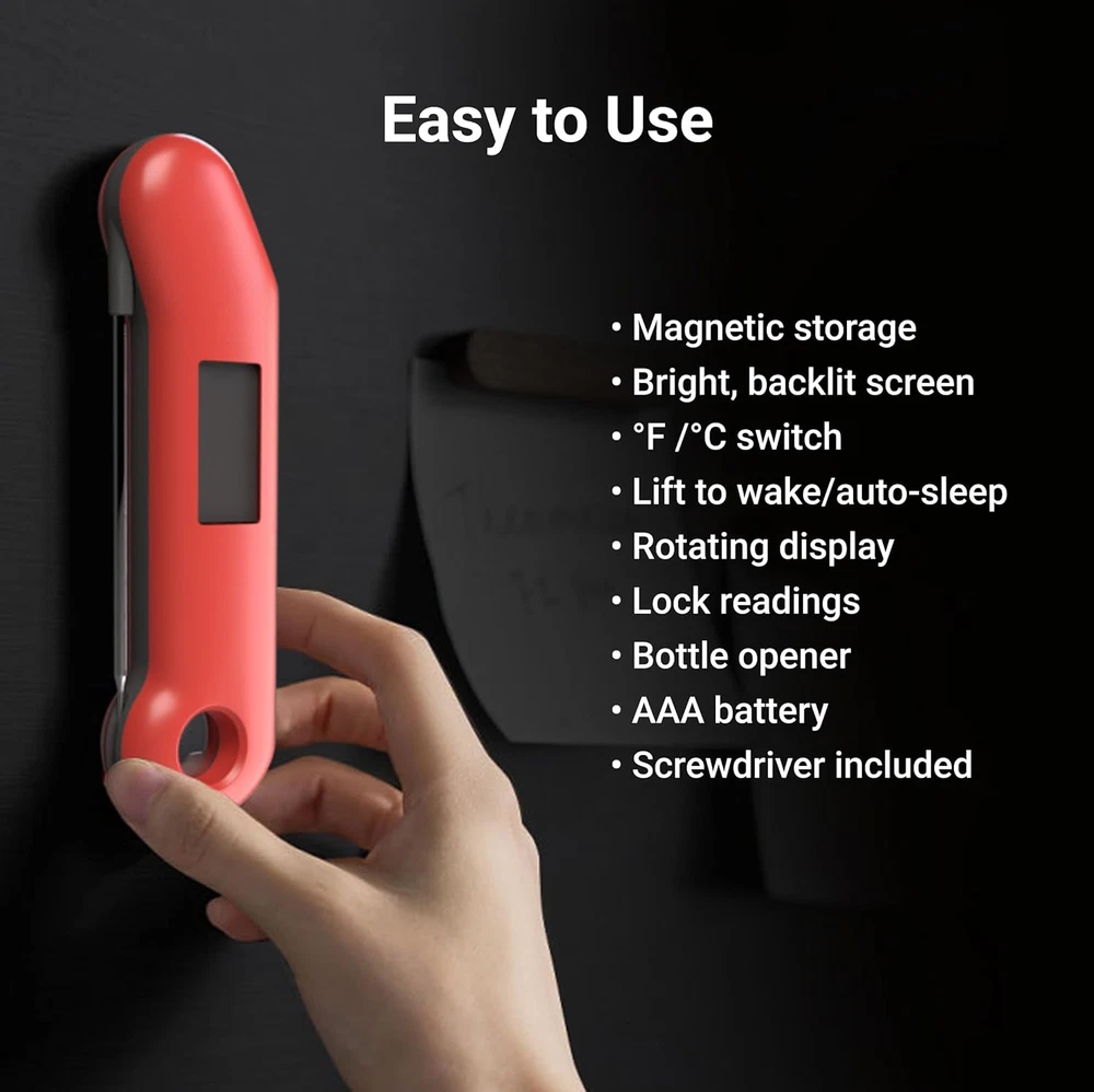 Professionai Meat Thermometer Digital, 3X Faster 0.5 Sec Instant Read, NIST Cert