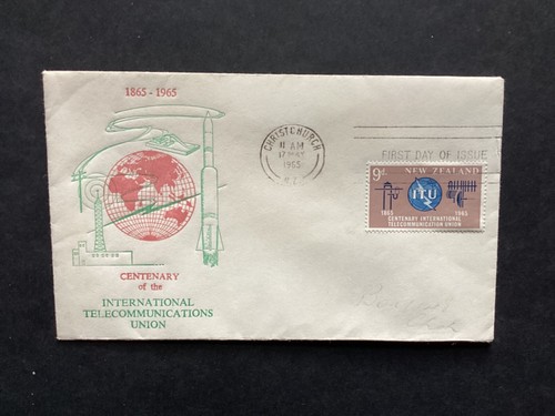 NZ 1965 I.T.U FDC, Globe & Rockets Design , Chch Slogan FDI unaddress (NZF1333)