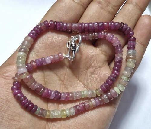 Ruby Sapphire Gemstone 6.5 mm 26 in String 92.5 Fine Silver Jewelry Necklaces - Picture 5 of 8