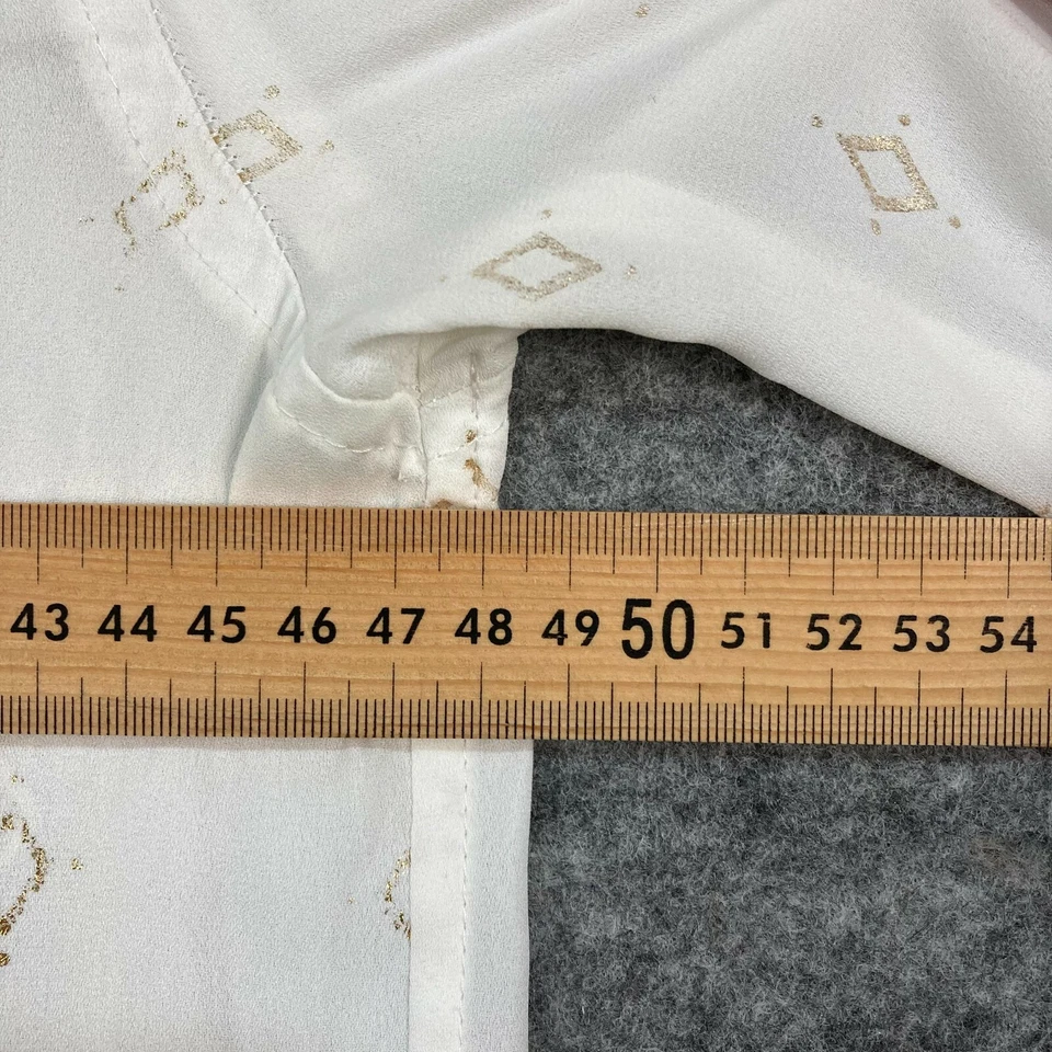 Top de mujer H&M talla 8 blanco manga larga cuello redondo botón delantero 234 Foto 3 de 4