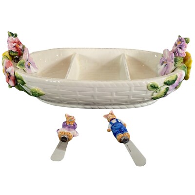 Time to Celebrate Department 56 Pansy Divided Serving Bowl Spring Easter Flowers