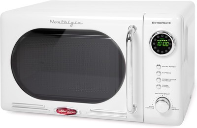 Nostalgia Retro Compact Countertop Microwave Oven - 0.7 Cu. Ft., White 