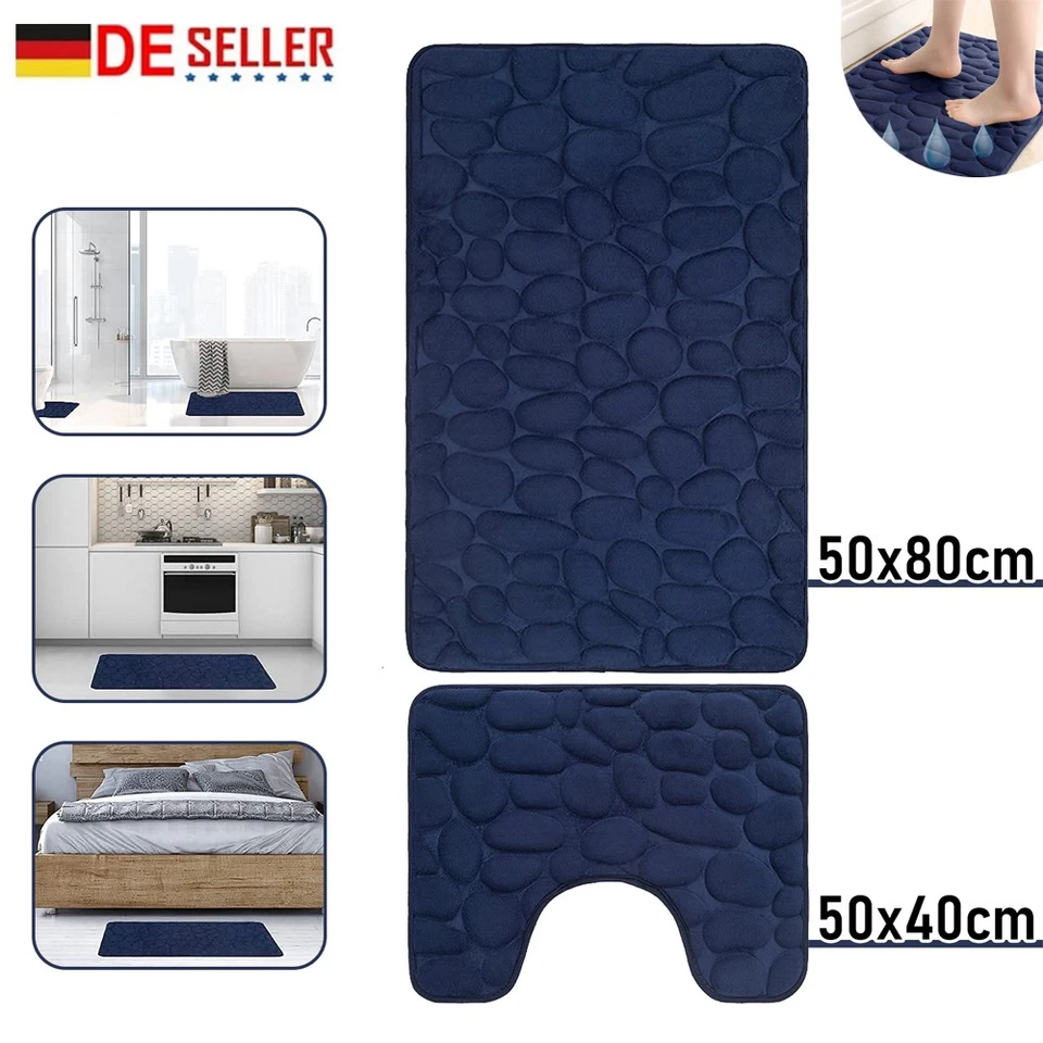 2 Tlg. Set Badmatte Badteppich Badvorleger Bad Dusche WC Teppich Bad-Teppiche - Bild 2 von 4