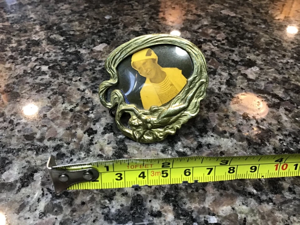 Antique Art Nouveau Mini Standing Frame Nymphs Semi-Nude Woman Gold Gilt Bronze - Image 2 of 4