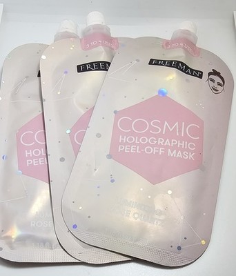 NEW FREEMAN Cosmic Holographic Peel Off Mask Luminizing Rose Quart 3-Pack