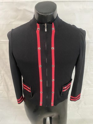Ming Wang Azure Jacket Women s Small Red/Black Knit Cardigan Jacket EUC