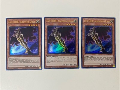 Yugioh Evil HERO Adusted Gold x 3 - 1st Edition Ultra Rare LP - Free Holo Card A