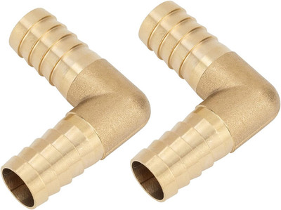 Brass Hose Barb Fitting, 90 Degree L Right Angle Elbow, 5/16'' Barb X 5/16'' Barb,