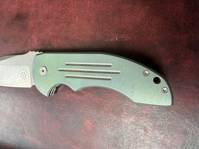 David Mosier Midtech Folding Knife Green Titanium Custom Folder; Excellent