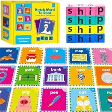 CVC Word Spelling Game with Wooden Alphabet Blocks