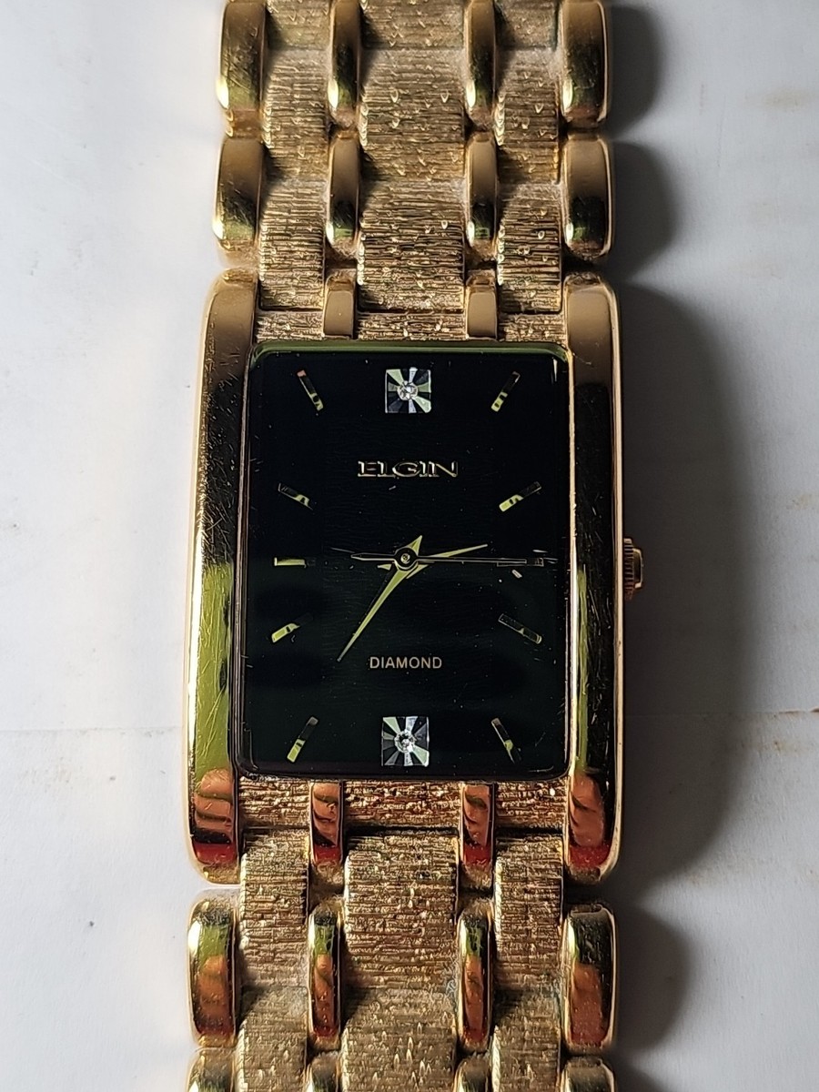 Vintage Elgin Diamond Quartz FM486 Men's Gold Toned Watch (Needs