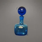 New ListingVintage Blenko Teal Blue Glass Decanter with Large Round Ball Stopper W/Sticker.