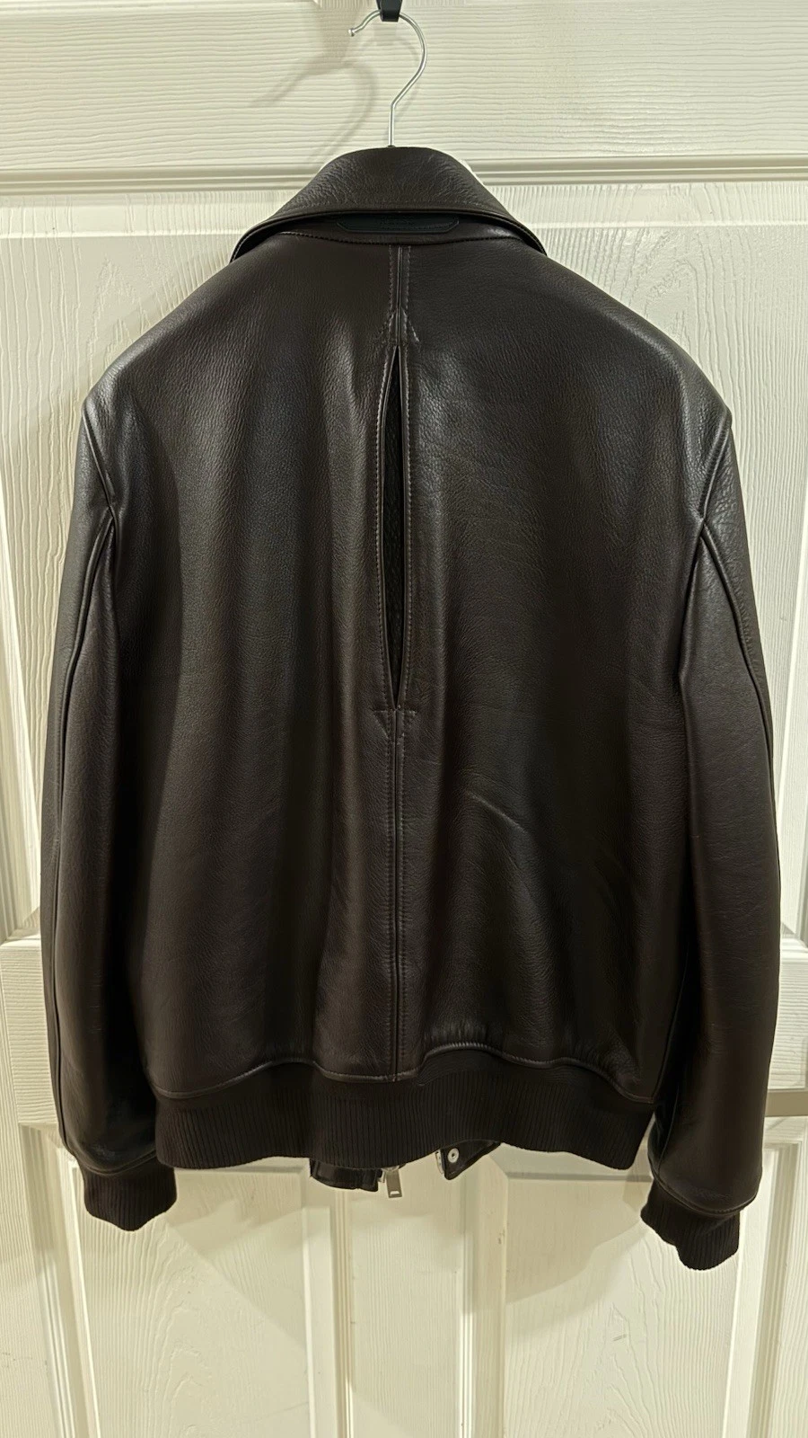 REISS Perling Burnished Leather Jacket Chocolate Brown | Men’s M - Cowhide image 2