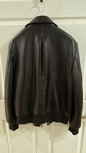REISS Perling Burnished Leather Jacket Chocolate Brown | Men’s M - Cowhide image 2