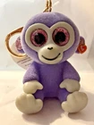 Vintage TY Beanie Boo Grapes the Purple Monkey Figure Keychain NWT