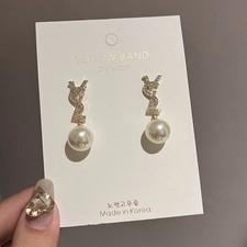 Women’S Sliver Diamond Pearl Earrings Brand New Fashionable Earrings Gifts New