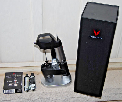 Coravin Wine Preservation System Model 1000 W/ Box & Extra Argon Gas Canisters