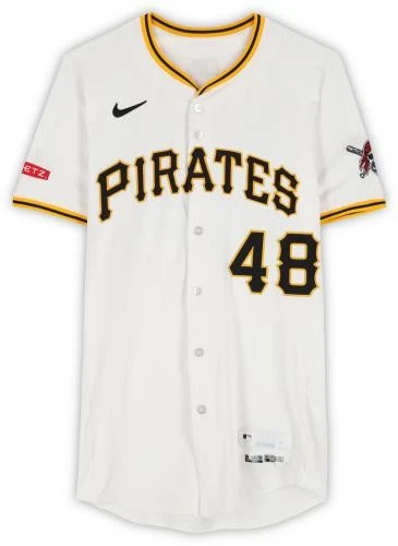Enmanuel Valdez Pirates Player-Issued #48 White Jersey from the 2025 MLB Season - Image 3 of 4