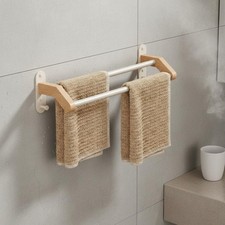 Wooden Towel Rail Easy Installation Double Towel Bar Water-Resistant