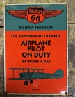 Vintage Phillips 66 Airplane Pilot On Duty Aviation Porcelain Metal Sign-Clean!!