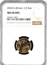 2024 Gold Half Sovereign NGC MS69 Britain Royal Mint 1/2 Uncirculated Royal Mint