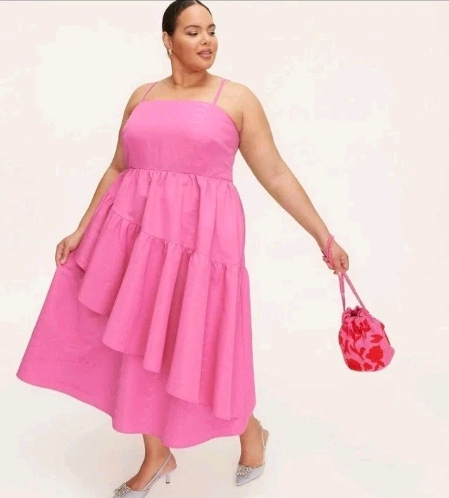 Abito tubino donna a strati con volant midi Kate Spade New york x rosa target taglia 4x