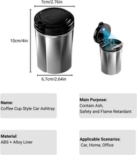 Car Ashtray, Smokeless Ashtray with Lid, Car Ashtrays for Cup Holder Smell Pr...