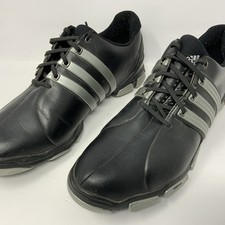 Adidas Tour 360 Golf Shoes Mens 10 Black Leather Plastic Soft Spikes NO INSOLES