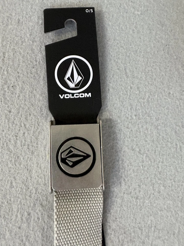 Volcom Circle Web Belt Mens One Size Silver Metal Buckle Canvas Skateboard New - Image 2 of 3