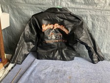 Vintage Harley Davidson Motorcycle Kids Faux Leather Jacket S 8/10