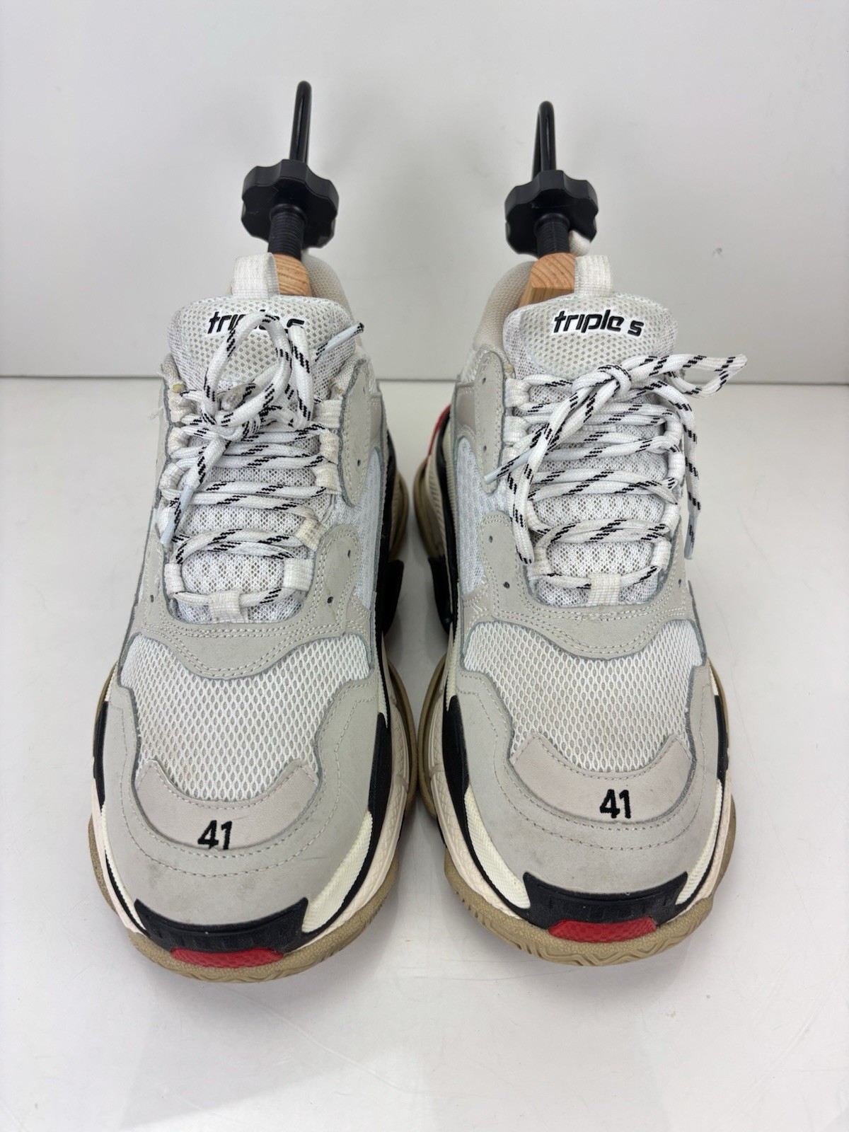 Balenciaga Triple S Sneakers EU 41 US 8 White Grey Red Authentic Designer Chunky thumbnail 5